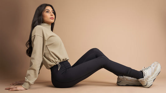 Neutrals - The One Leggings and The Club's Semi-Cropped Sweatshirt